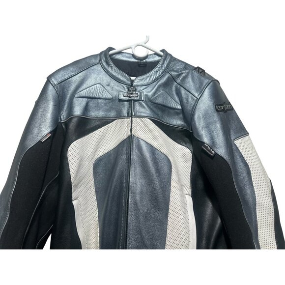 Cortech Impulse Motorcycle Jacket Men 2XL Leather Black Metallic Reflective Pads - Picture 4 of 16